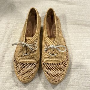 R ROBERT CLERGERIE "Pinto" Platforms Sneakers Shoes Woven Raffia 7